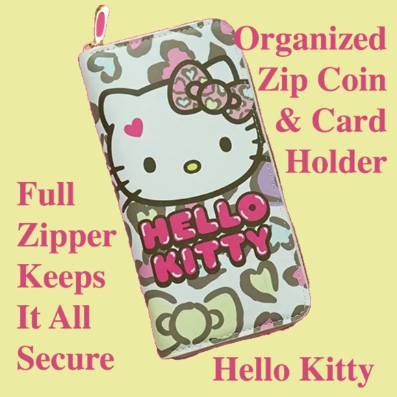 Hello Kitty Wallet Organizer With Card and Coin Holder - Full Zip Around - Picture 1 of 6